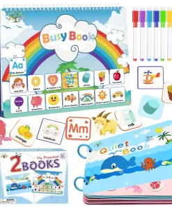 2 sets of Montessori Busy books for preschool learning activities, educational toys